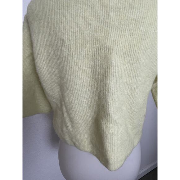 & Other Stories Sweater Collard Cropped Ribbed Wool Blend Yellow - Picture 7 of 10